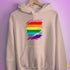 Original Gilbert Baker LGBTQ Gay Pride Flag Ripped Reveal Hoodie - Light Pink